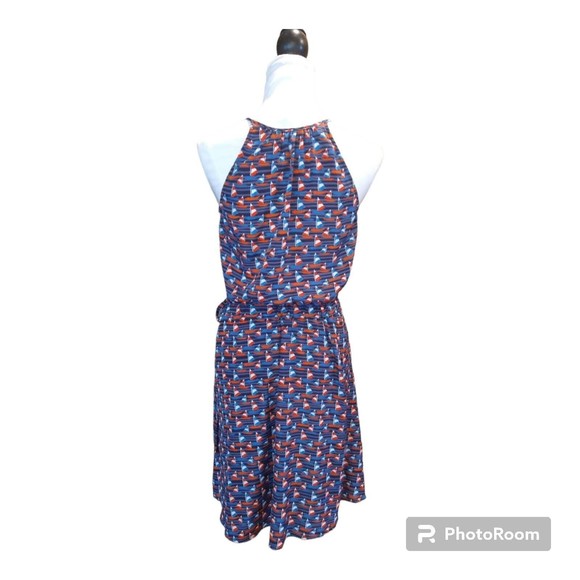 41 Hawthorn Tammi in Blue Sailboat Boat Print Blouson Key Hole Dress M - Picture 5 of 7